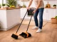 Long Handle Broom and Dustpan Set 2-in-1 Upright Sweeper, Black-Orange