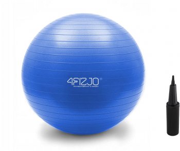 4Fizjo Fitnesa vingrošanas bumba ar pumpi - Zila, 65cm | Exercise Fitness Gym Rehabilitation Ball