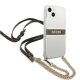 Guess iPhone 13 mini Case 4G Brown Strap Gold Chain, Transparent