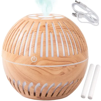 Gaisa mitrinātājs un aromāta difuzors ar RGB LED naktslampu, gaiši brūns
