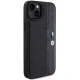 BMW iPhone 15 Plus / 14 Plus vāciņš Perforated Tricolor Line, melns