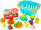 Bērnu rotaļu trauki un griežamie augļi un dārzeņi grozā | Kids Toy Cutting Fruits and Vegetables