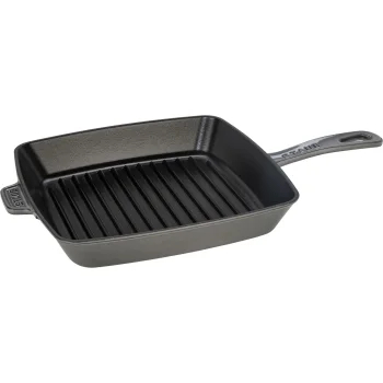 Staub Cast Iron Square Grill Pan 26 cm Induction Graphite Grey