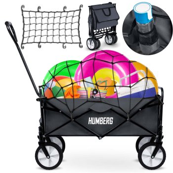 Humberg Hm-511 saliekams dārza un transportēšanas ratiņi ar tīklu, 80L