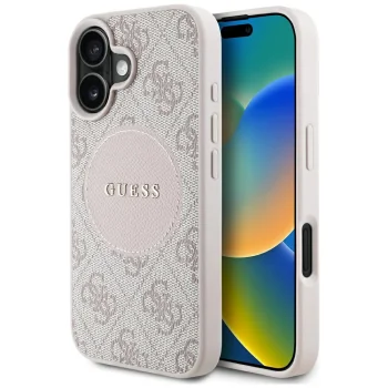 Guess 4G Circle Classic Logo MagSafe vāciņš iPhone 16 - Rozā