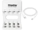Maxday 704A2 AA/AAA akumulatoru lādētājs ar USB-C, 4 sloti, balts