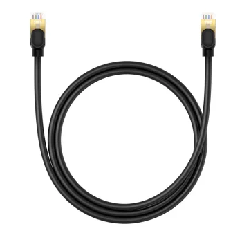 Baseus ātrais tīkla kabelis RJ-45 cat.8 40Gbps 1m apaļš - melns | Fast Network Cable Round Black