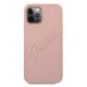 Guess iPhone 12 / 12 Pro Case Saffiano Vintage Script, Pink