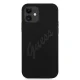 Guess iPhone 12 mini vāciņš Silicone Vintage Script, melns