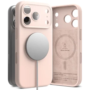 Силиконовый магнитный чехол Ringke MagSafe для iPhone 17 Pro Max - розовый