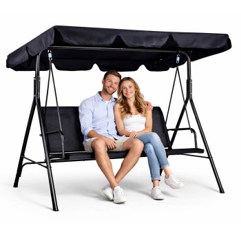 3-Seater Garden Swing with Steel Frame MultiGarden, Black