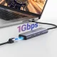 USB-C хаб Ugreen CM512 6-в-1 (3x USB 3.0, HDMI, RJ45, USB-C PD) - серый