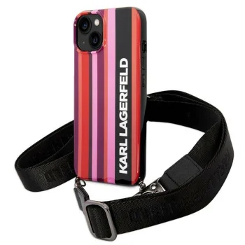 Karl Lagerfeld Color Stripes Strap vāciņš iPhone 14, rozā