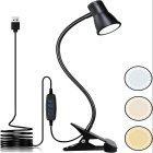 LED Galda Lampa Gaisma Lasīšanai Datoram ar Klipsi, Melns | LED Reading Clip Lamp Light with Clip