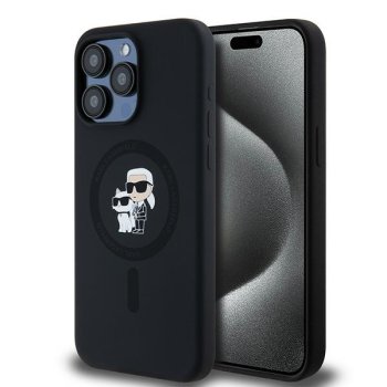 Apple iPhone 15 Pro Max 6.7'' Karl Lagerfeld Karl&Choupette Glitter MagSafe Cover Case, Black | Telefona Vāciņš...
