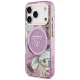 Guess IML Glitter Flowers Triangle MagSafe vāciņš iPhone 18 Pro Max / 17 Pro Max, violets