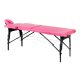 Portable Massage Table Balance Wooden 2 Section Folding Bed, Pink with Black Wood