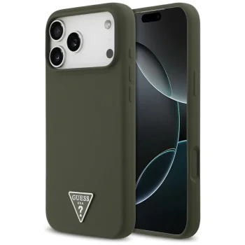 Чехол Guess Silicone Triangle Logo MagSafe для iPhone 17 Pro Max Khaki