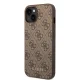 Guess iPhone 15 Plus vāciņš 4G Metal Gold Logo, brūns