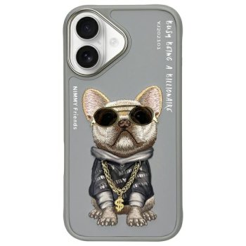 Чехол Nimmy Glasses Cool Dog для iPhone 16, серый