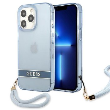 Guess iPhone 13 / 13 Pro vāciņš Translucent Strap, zils