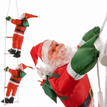 Ruhhy 22519 Ziemassvētku dekorācija - Divi Ziemassvētku vecīši uz kāpnēm, 120 cm