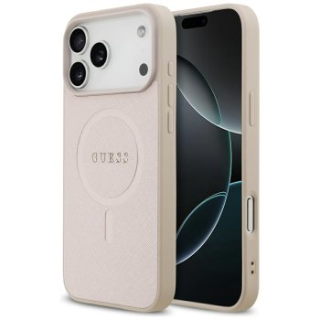 Guess iPhone 17 Pro Max vāciņš Saffiano Classic Logo MagSafe, rozā