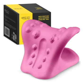 4FIZJO Neck and Cervical Stretcher and Massager Pillow PRO, Pink