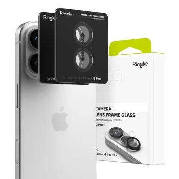 Ringke kameras aizsargstikls iPhone 16 / 16 Plus, 2 gab., melns