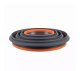 Folding Silicone Bowls with Lids, 3 Pieces, Grey-Orange