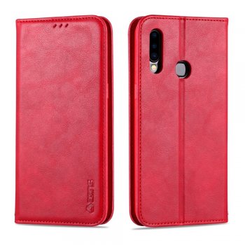 Samsung Galaxy A20s (SM-A207F/DS) AZNS Leather Stand Case Cover with Card Slots, Red | Telefona Maciņš Vāciņš...