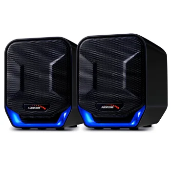 Audiocore AC865 B datoru skaļruņi 2.0 6W USB 3.5mm ar LED apgaismojumu, melni