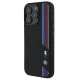 BMW iPhone 16 Pro vāciņš Silicone Cut Tricolor Lines MagSafe, melns