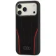 Audi R8 Genuine Leather MagSafe vāciņš priekš iPhone 18 Pro Max / 17 Pro Max, melns/sarkans
