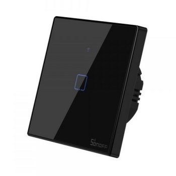 Sonoff TX T3EU1C Viedais skārienjutīgais gaismas slēdzis, 1 poga, Wi-Fi, RF, Melns