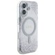 Чехол Guess HC Resin Bottom Glitter MagSafe для iPhone 16, Серебристый