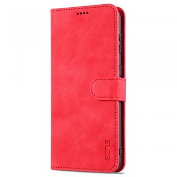 Samsung Galaxy S21 (SM-G990F) AZNS Leather Wallet Stand Folio Flip Case Cover, Red | Telefona Vāciņš Maciņš Grāmatiņa Apvalks