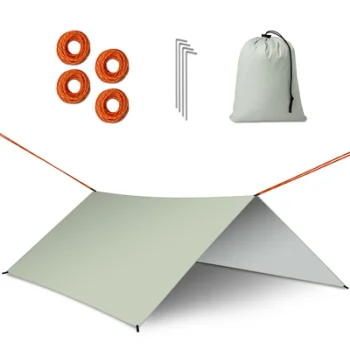 Ūdensizturīgs kempinga tents 300x300 cm, hamakam vai teltij, pelēka