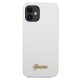 Guess iPhone 12 mini vāciņš Silicone Vintage Gold Logo, balts