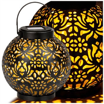 Dekoratīva LED solārā laterna, melna, metāla, 22 cm