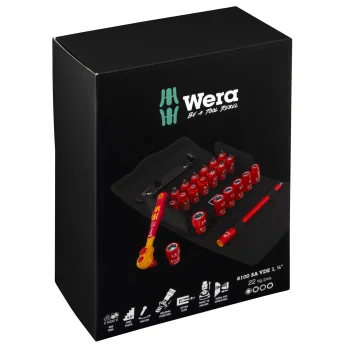 Socket and Ratchet Set Wera 8100 SA VDE 1 Zyklop 1/4", 22-Piece, Black/Red