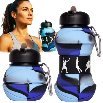Collapsible Silicone Sports Bottle with Spout, 500ml