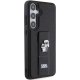 Samsung Galaxy S24 (SM-S921) Karl Lagerfeld Gripstand Saffiano Karl & Choupette Pins Cover Case, Black | Telefona...