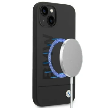 BMW iPhone 14 Plus Case Silicone Signature Logo MagSafe, Black