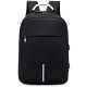 Waterproof anti-theft laptop backpack with USB, black