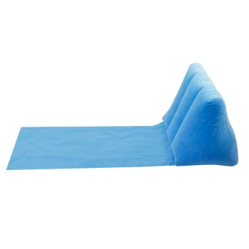Inflatable beach mat with backrest and pillow, universal, light blue