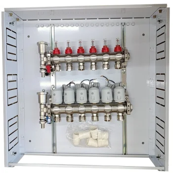 Коллектор теплого пола на 6 контуров с сервоприводами NC 230V и...