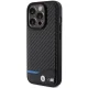 BMW iPhone 15 Pro vāciņš Leather Carbon, melns