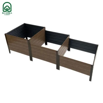 Каскадная высокая грядка KLASIKA Woodlook 225x75 см, серая