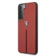 Ferrari Samsung Galaxy S21+ vāciņš Off Track Leather Nylon Stripe, sarkans